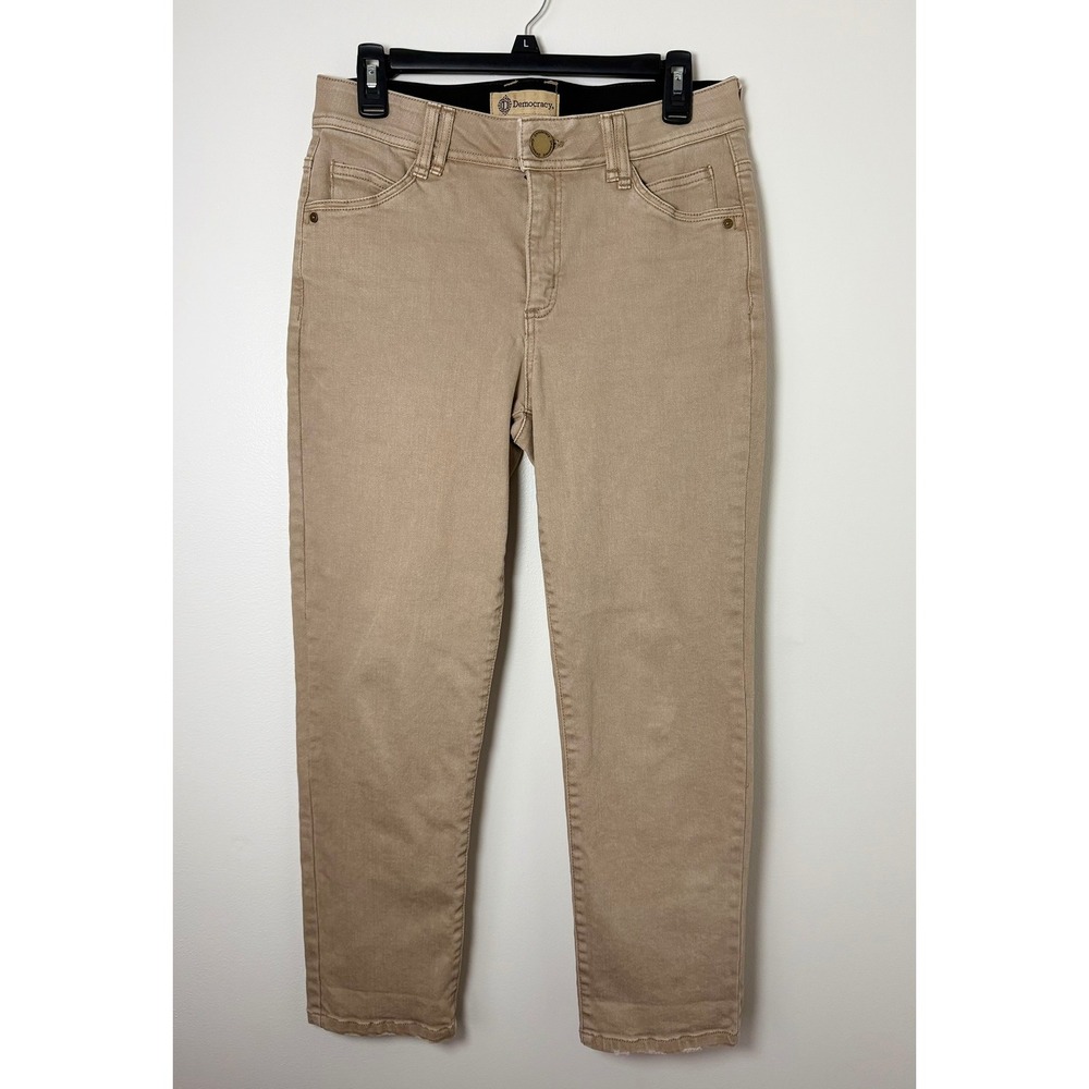 Democracy Ab Solution Slim Leg Khaki Tan Pants Womens 6 Stretch